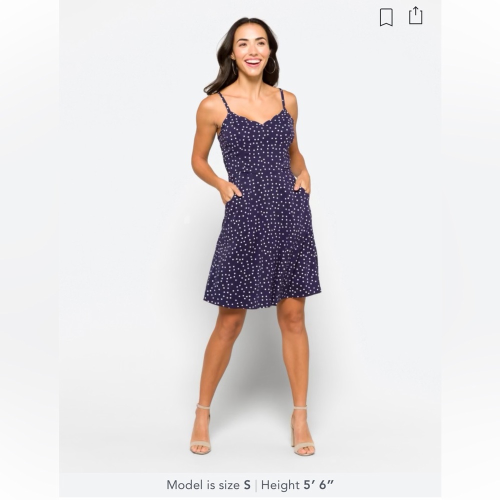 41 Hawthorn - Beatriz Scallop Detail Dress - Navy - Size S
